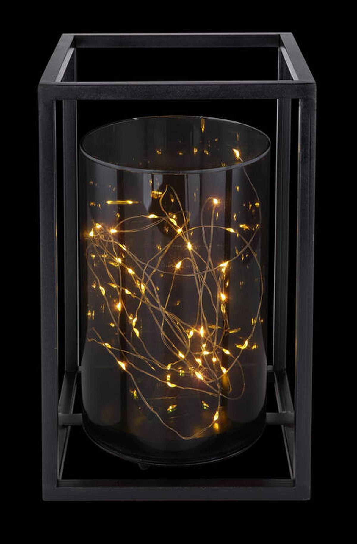 Solarleuchte Grau/schwarz 33817 H: 28 Cm - Schwarz/Grau, Basics, Kunststoff/Metall (17/17/28cm) - Globo