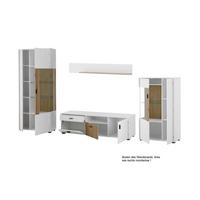 Hudson Wohnwand Weiß/Eichefarben B: 320 cm - Eichefarben/Schwarz, Design, Glas/Holzwerkstoff (320/180/42cm) - MID.YOU