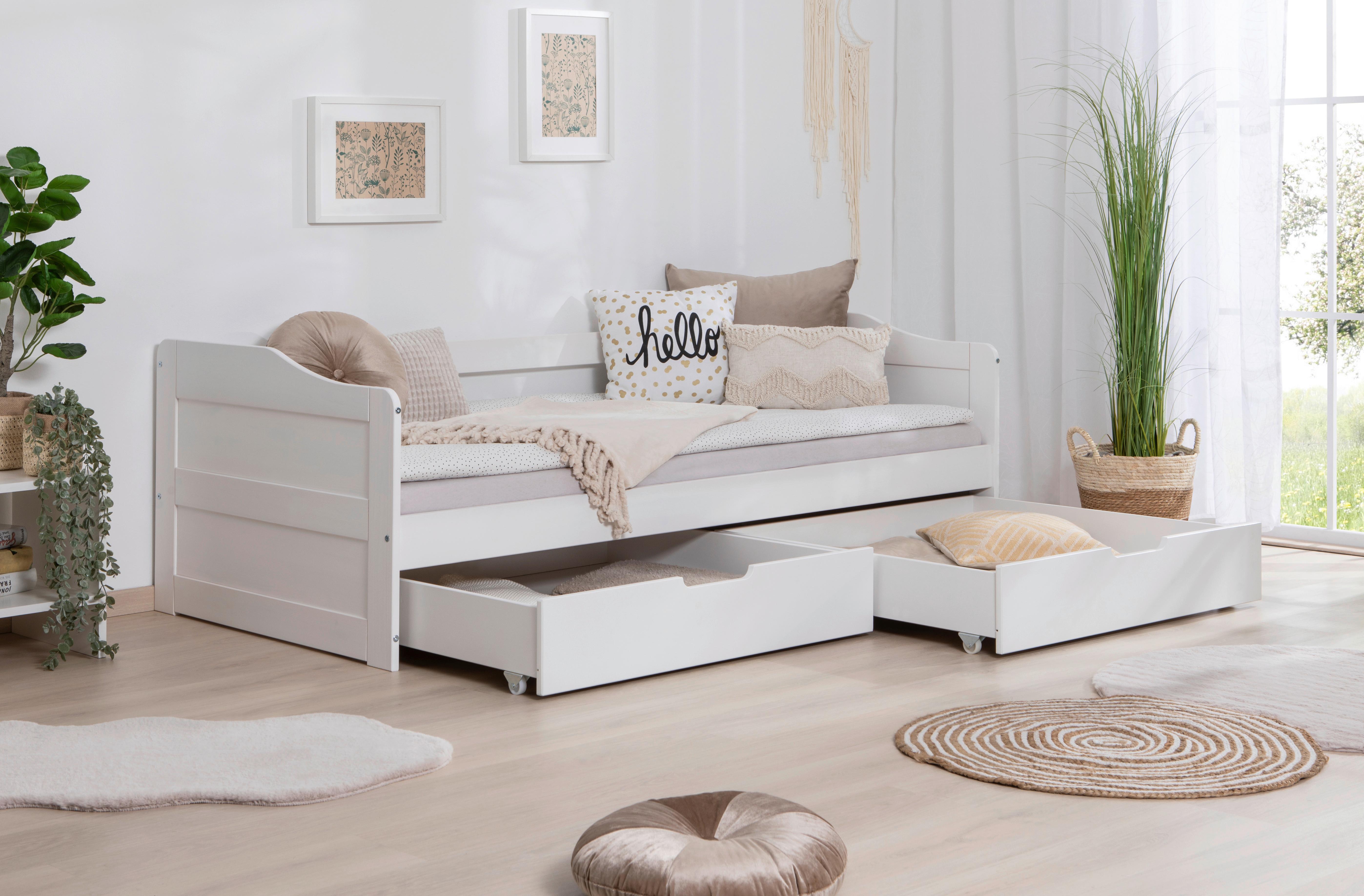 Stauraumbett 970477 Nelly - Weiß, MODERN, Holz (90/200cm) - MID.YOU