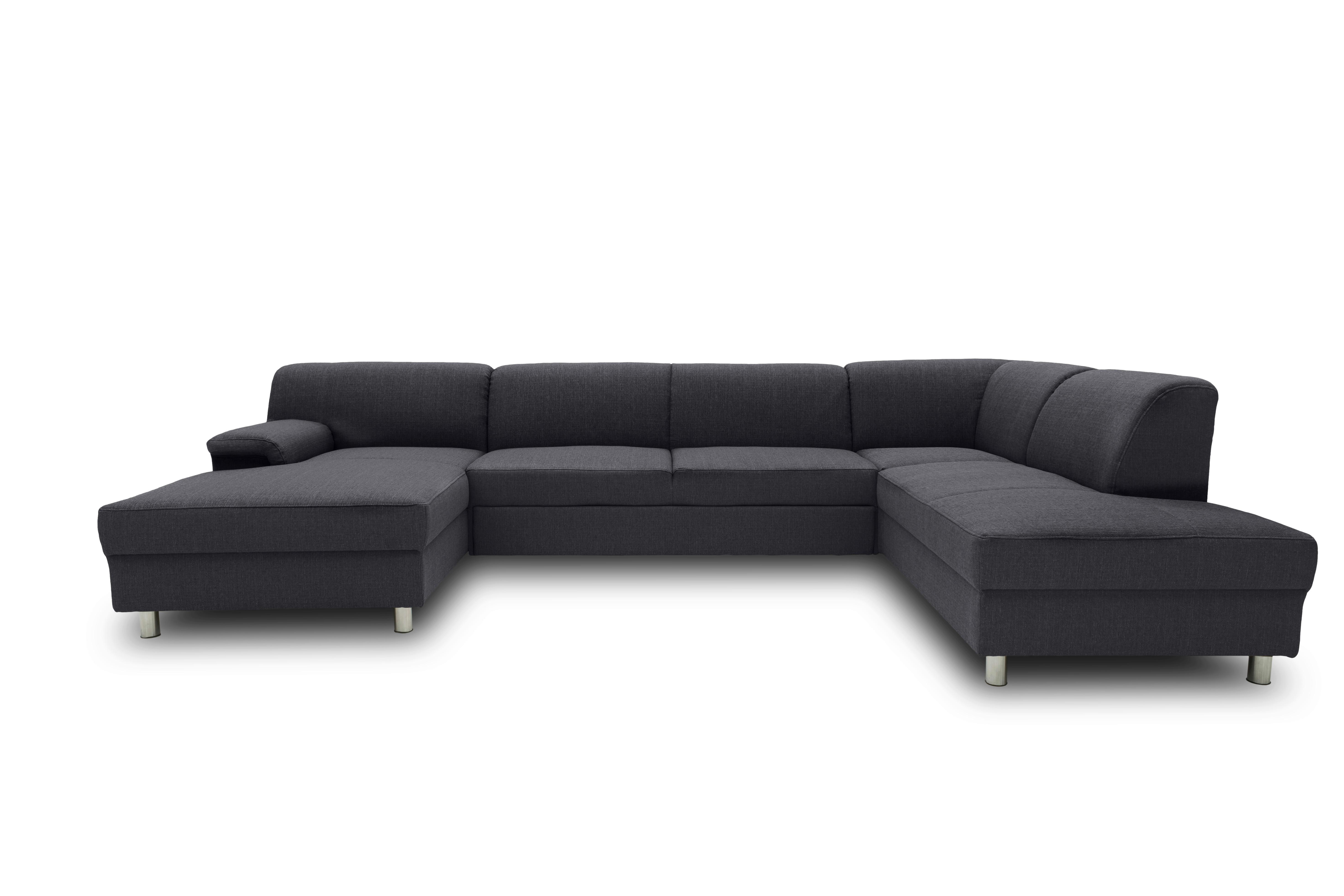 Wohnlandschaft Jamie mit Schlaffunktion Schlammfarben - Chromfarben/Schlammfarben, KONVENTIONELL, Textil (150/308/195cm) - MID.YOU