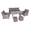 Gartengarnitur 6-tlg Sevilla Metall/kunststoff/glas +kissen - Dunkelgrau/Schwarz, MODERN, Glas/Kunststoff - Gardenson
