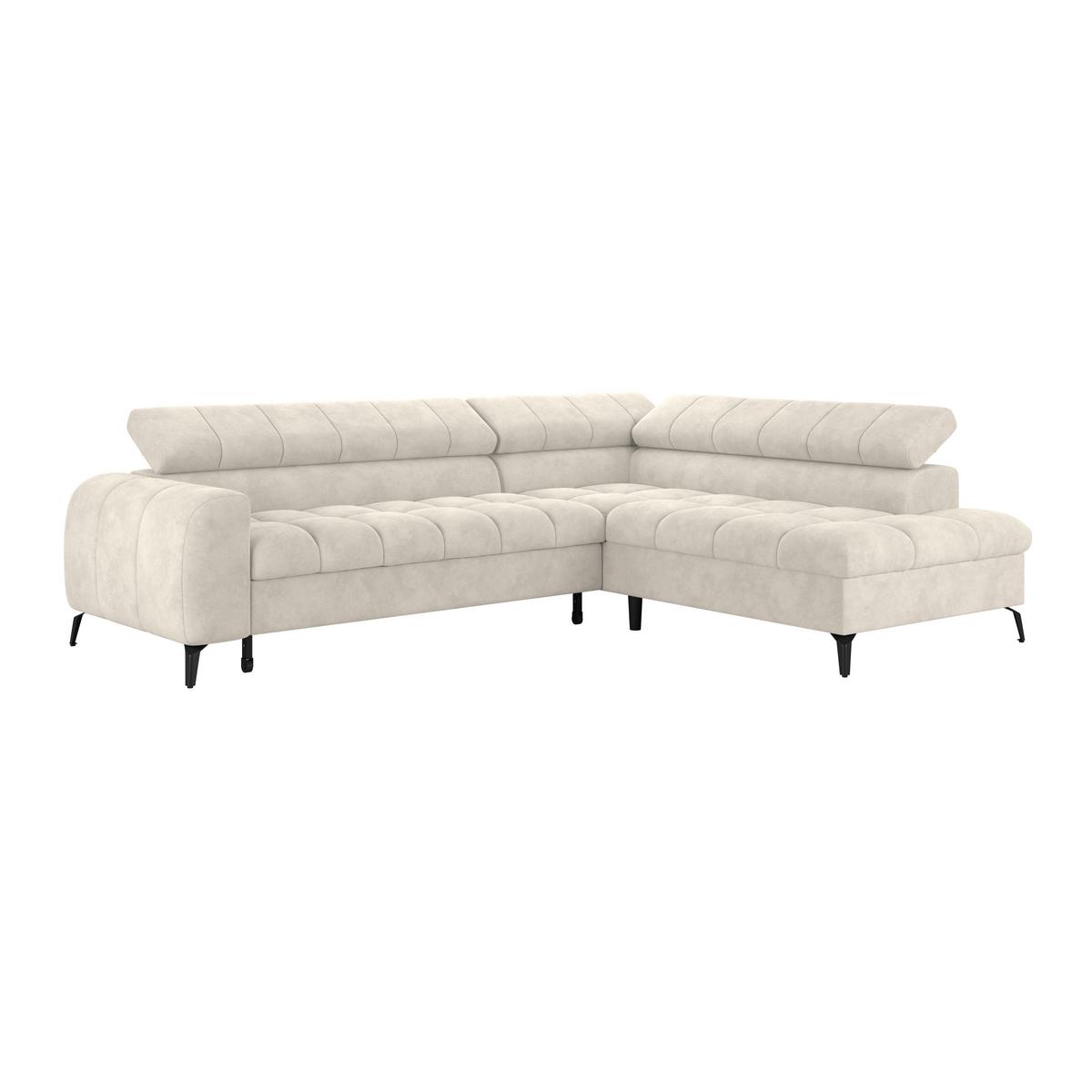Ecksofa Volf Rechts New Cremefarben, S: 261x203 cm - Creme/Schwarz, Trend, Kunststoff/Textil (261/203cm)