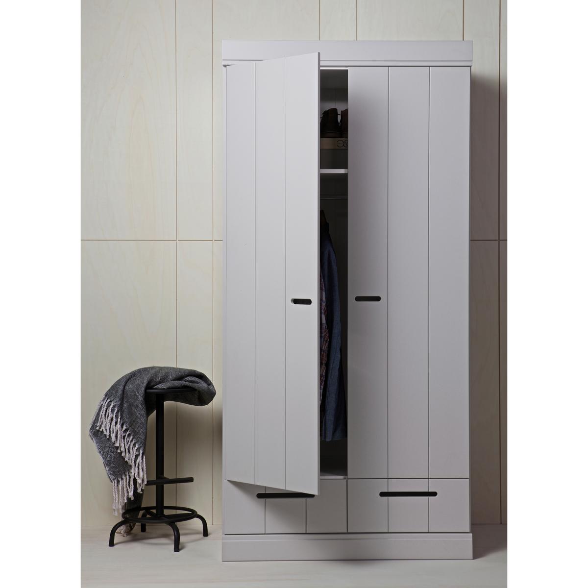 Drehtürenschrank Connect, Concrete Grey 94 Cm - Grau, Design, Holz (94/195/53cm) - Livetastic