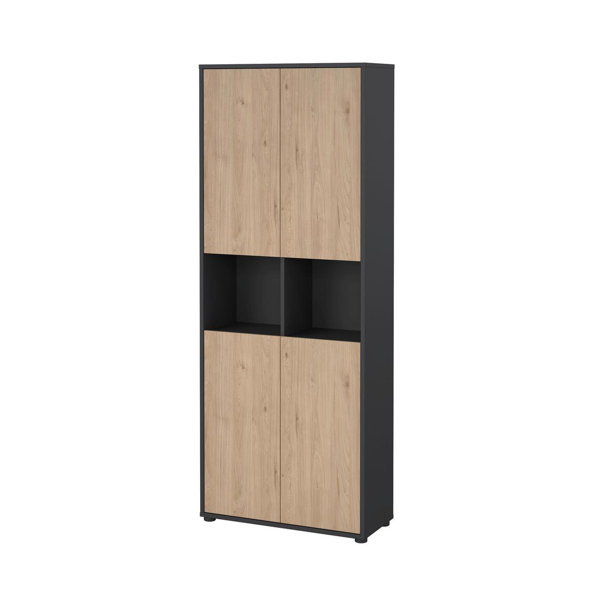 Aktenschrank Sign Grau/Eichefarben, B: 79,6 cm - Eichefarben/Grau, MODERN, Holzwerkstoff (79,6/207,7/34,3cm) - MID.YOU