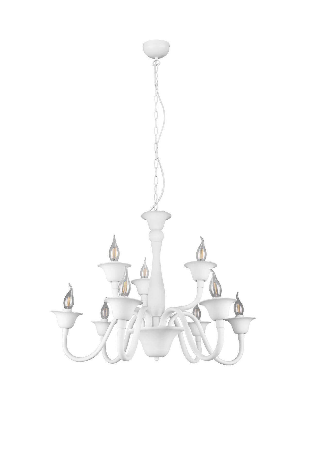 Kronleuchter Elsa 9xe14 Weiß Kunststoff - Weiß, ROMANTIK / LANDHAUS, Kunststoff/Metall (72/150cm) - Trio Leuchten