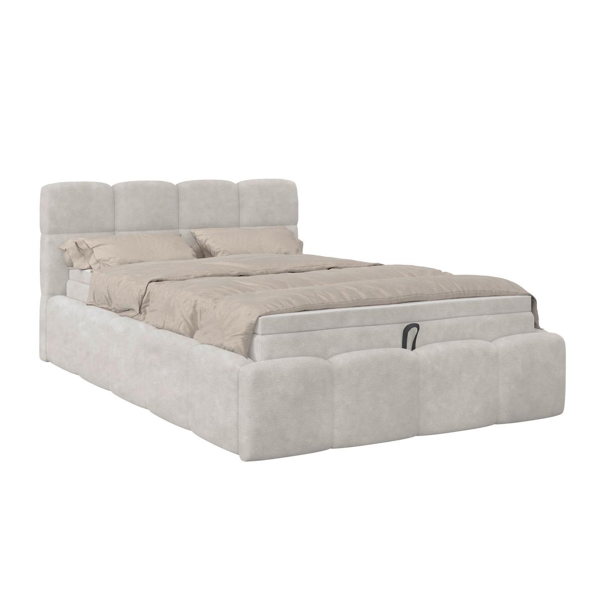 Polsterbett Noe Cremefarben 140x200 cm - Creme/Schwarz, Trend, Textil/Metall (140/200cm)