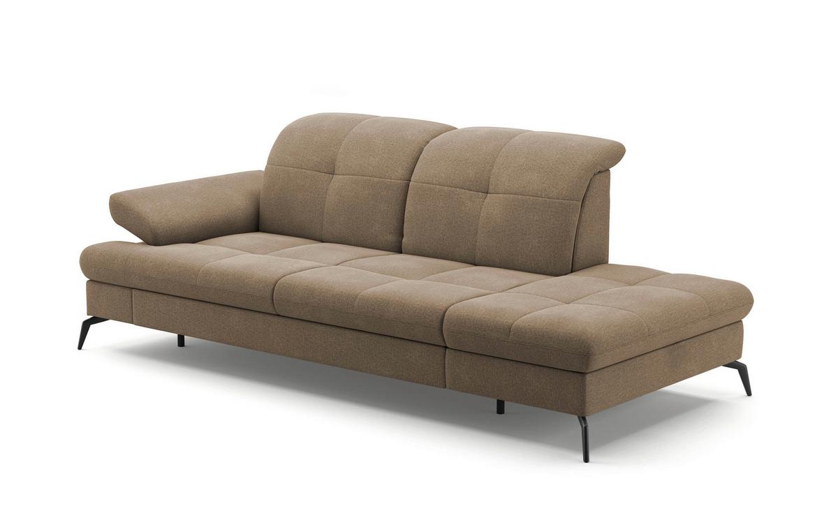 Récamiere Amica E, Hellbraun B: 231 Cm - Hellbraun/Schwarz, KONVENTIONELL, Textil (231/90/122cm) - Sit & More