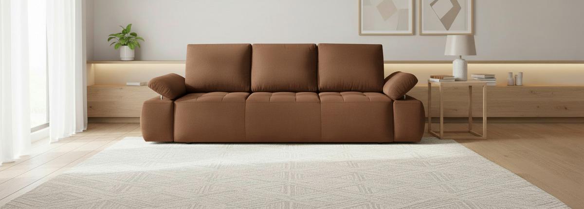 Schlafsofa Madox Rostfarben B: 255 cm - Rostfarben/Schwarz, Design, Textil (255/89/109cm) - MID.YOU