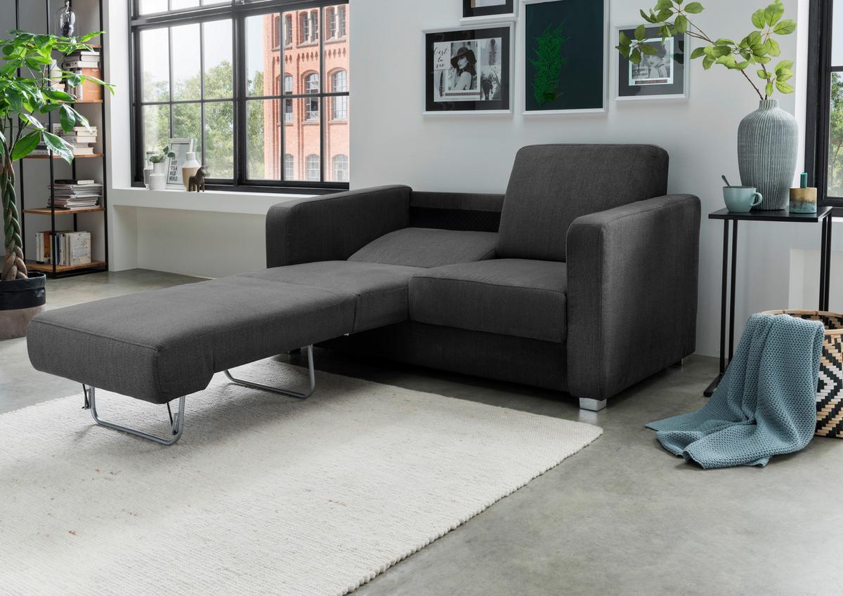 Schlafsofa Mia, Anthrazit B: 159 Cm - Chromfarben/Anthrazit, Basics, Textil (159/88/87cm) - Livetastic