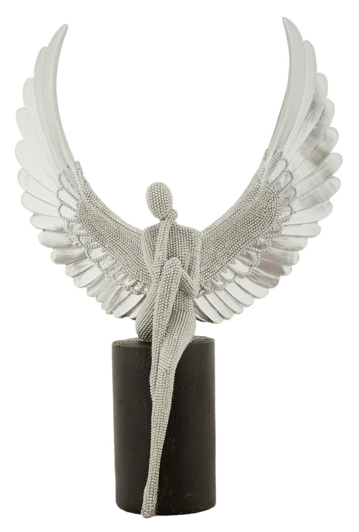 Skulptur Kunststoff, Silver/schwarz - Basics, Kunststoff (24/34/8cm)