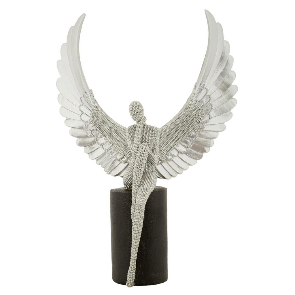 SKULPTUR Kunststoff, Silver/Schwarz