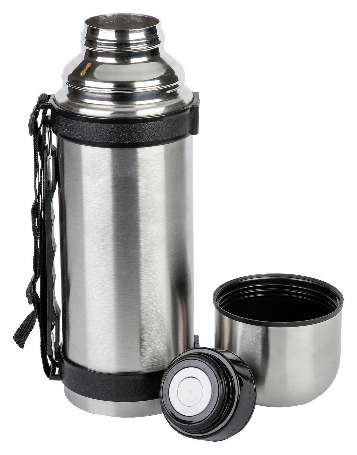 Hőszigetelt Palack Kb. 1,1l - nemesacélszínű/fekete, Basics, műanyag/fém (9,5/9,5/28,5cm) - Luca Bessoni