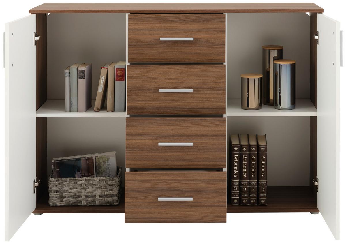Kommode Mit Schubladen 132 Cm Ina 03 Nussoptik/weiss - Eiche Artisan, MODERN, Holzwerkstoff (132/94,8/38,3cm)