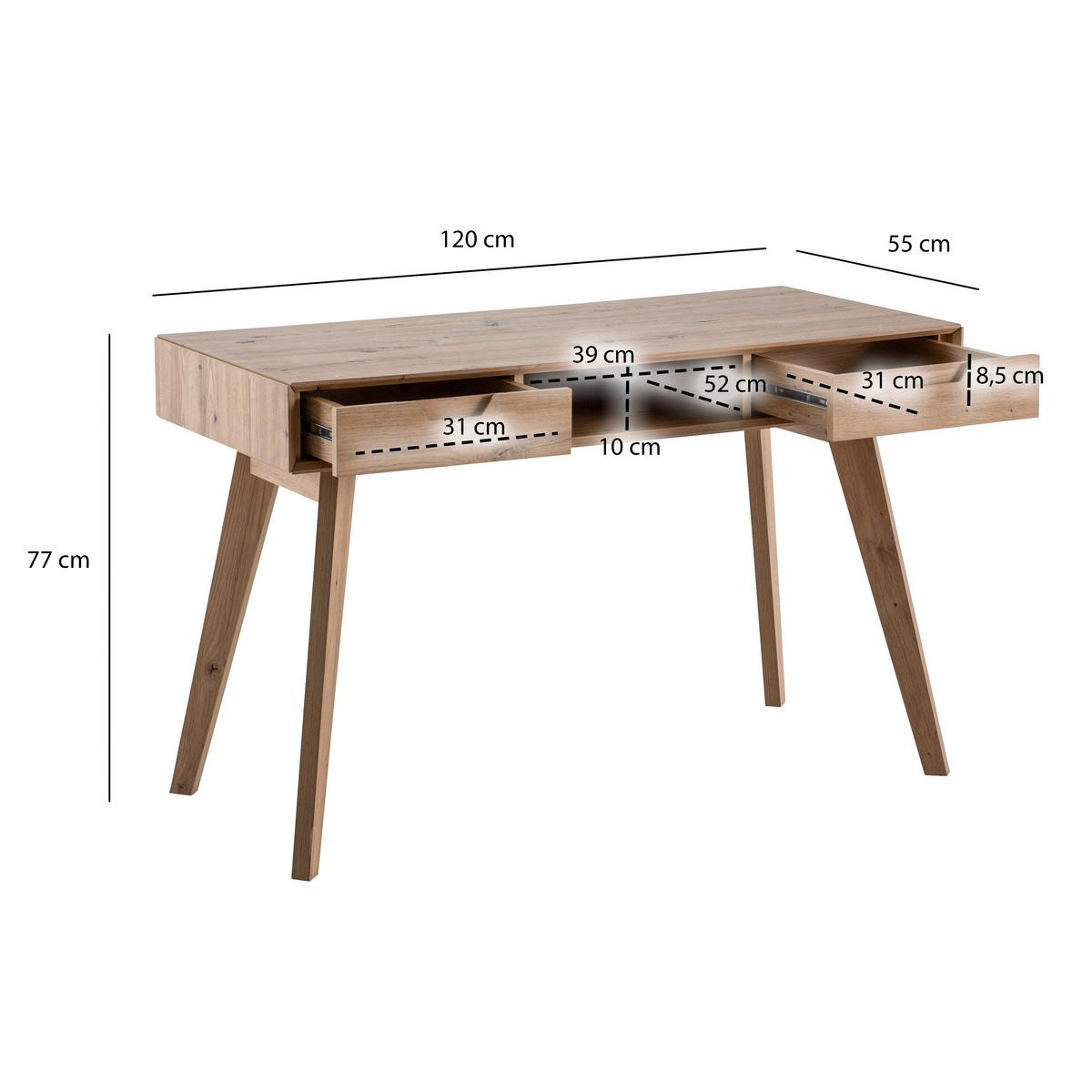 Schreibtisch Eichefarben Dekor L: 120 Cm - Eichefarben, Design, Holz/Holzwerkstoff (120/55/77cm) - MID.YOU