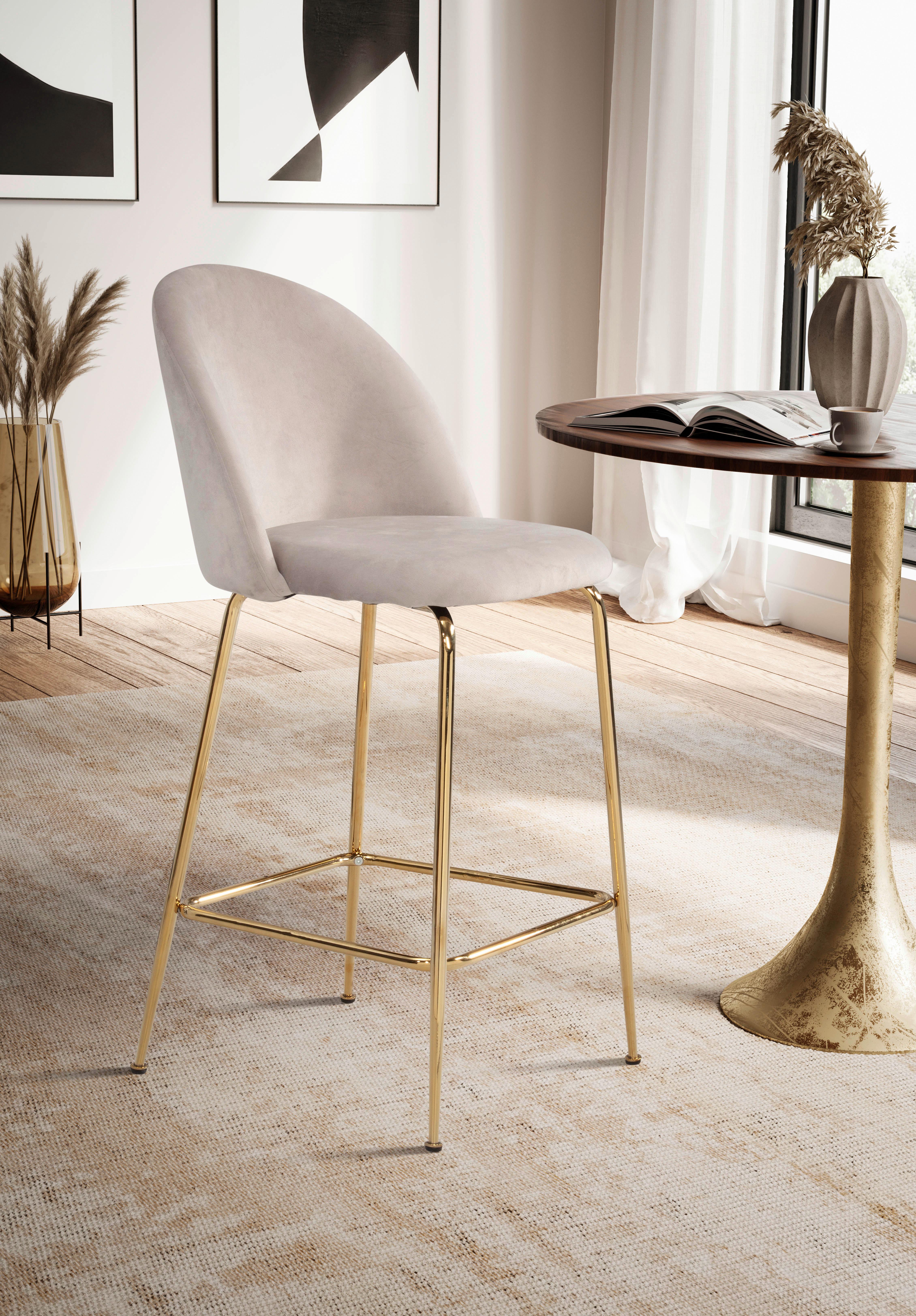 Barhocker-set Beige B: 50 Cm - Beige/Goldfarben, Design, Textil/Metall (50/102/50cm) - MID.YOU
