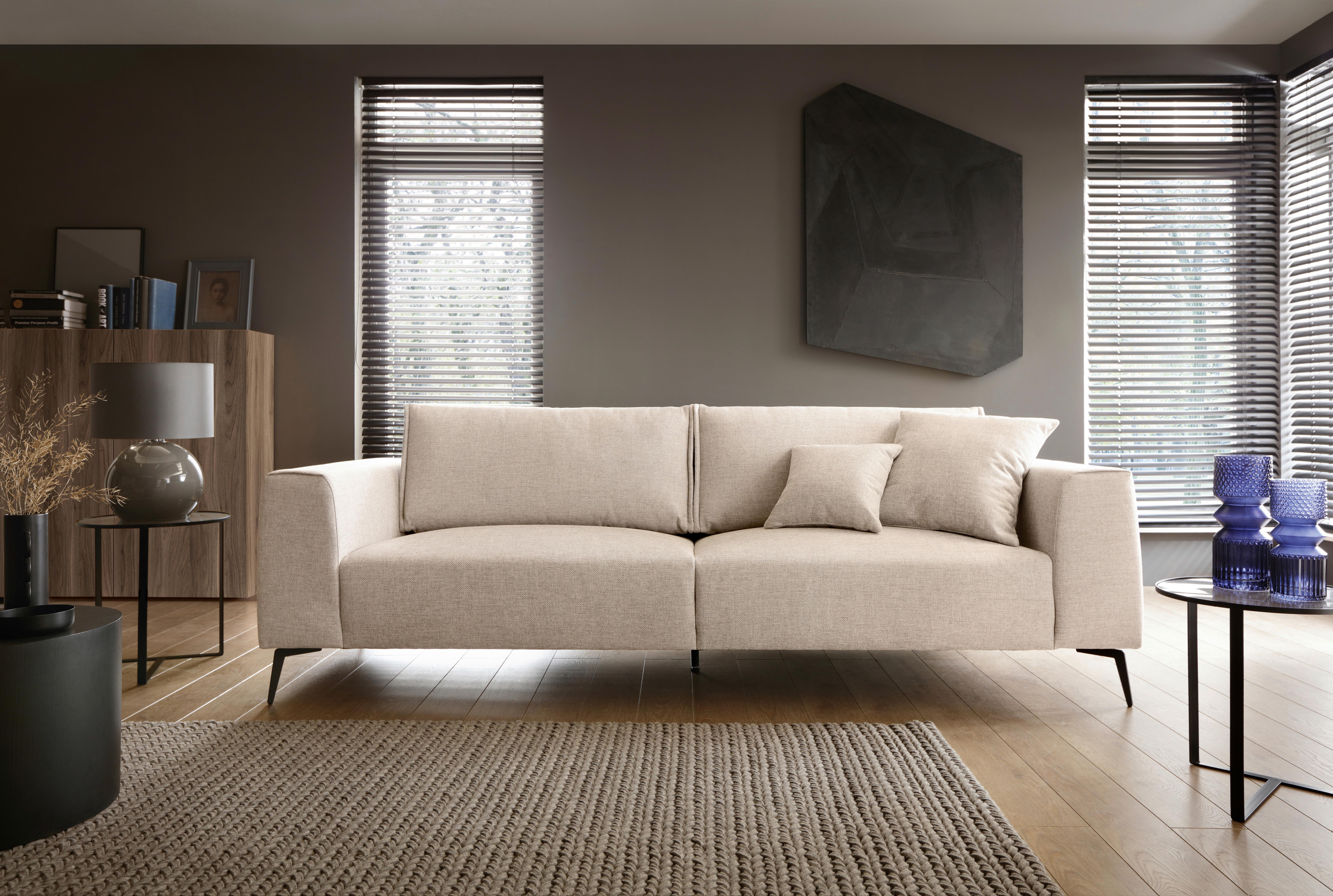 Trojmiestna pohovka SEUL, krémová - čierna/krémová, Design, kov/drevo (246/87/88cm) - MID.YOU