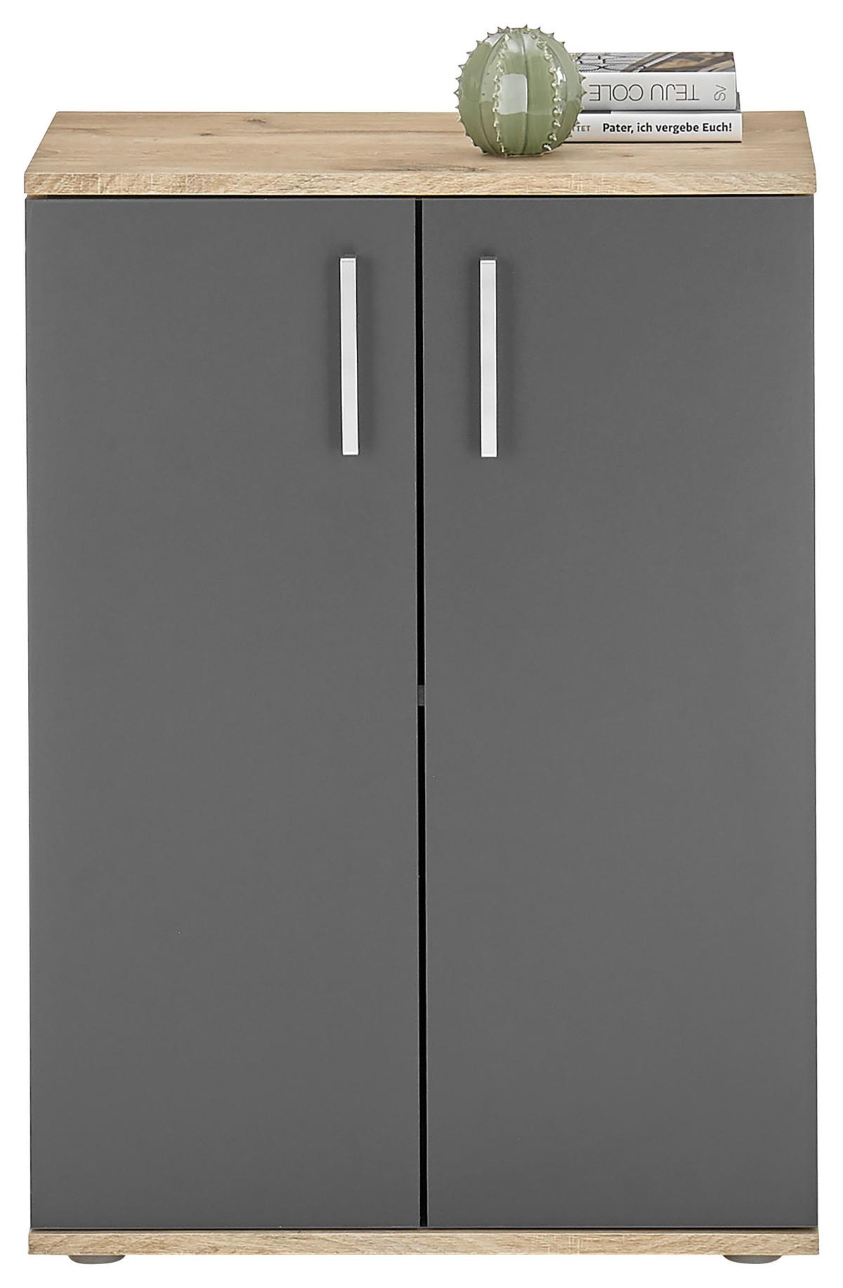 Kommode 60 cm Bc 1040 Eichefarben/Grau - Eichefarben/Silberfarben, Design, Holzwerkstoff (60/84/35cm) - MID.YOU