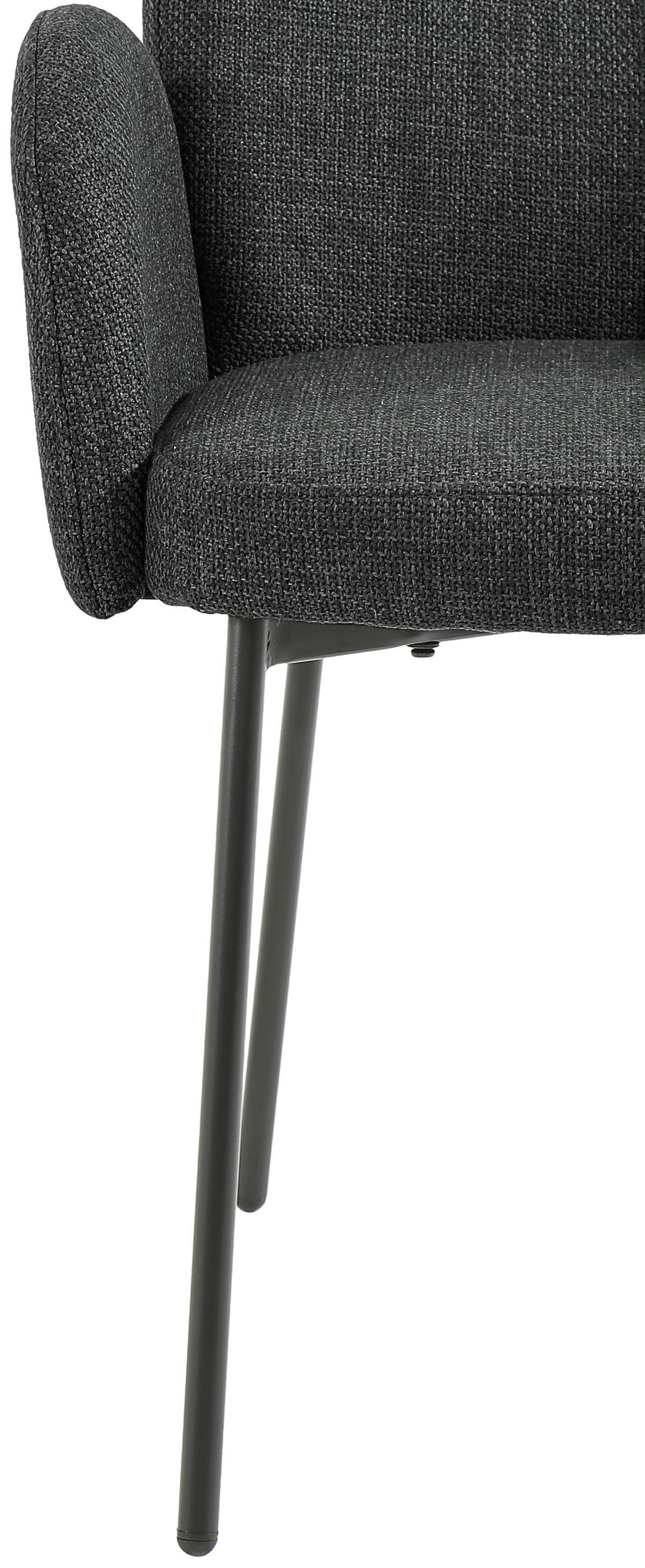 Armlehnstuhl Pauline Leinenoptik Grau, B: 62 Cm - Schwarz/Grau, KONVENTIONELL, Holz/Textil (62/85/64cm) - MID.YOU