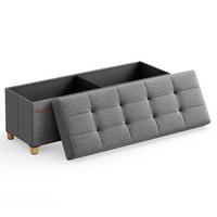 Sitzbox Grau B: 110cm - Naturfarben/Grau, Basics, Holzwerkstoff/Textil (110/40/38cm)