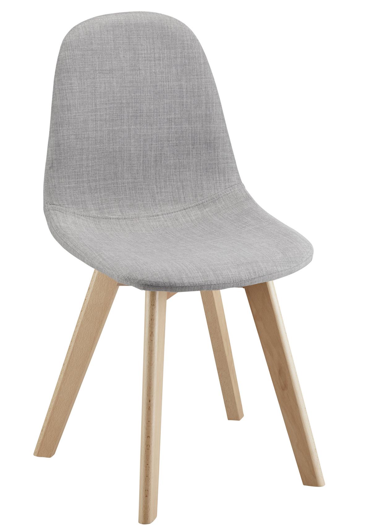 Židle Joelyna - světle šedá/barvy buku, Moderní, dřevo/textil (44/88/52cm) - Modern Living