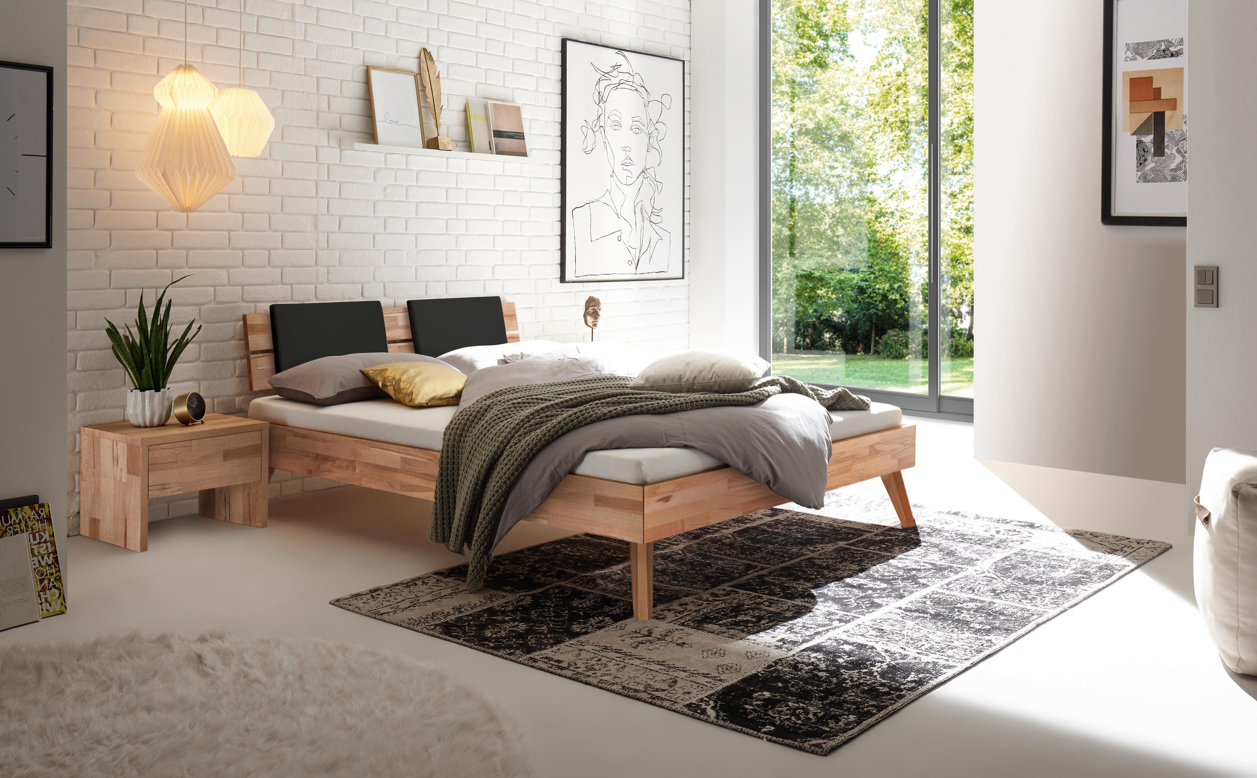Bett Ortona Kernbuche 200x200 Cm - Buchefarben/Kernbuche, Design, Holz (200/200cm) - Hasena