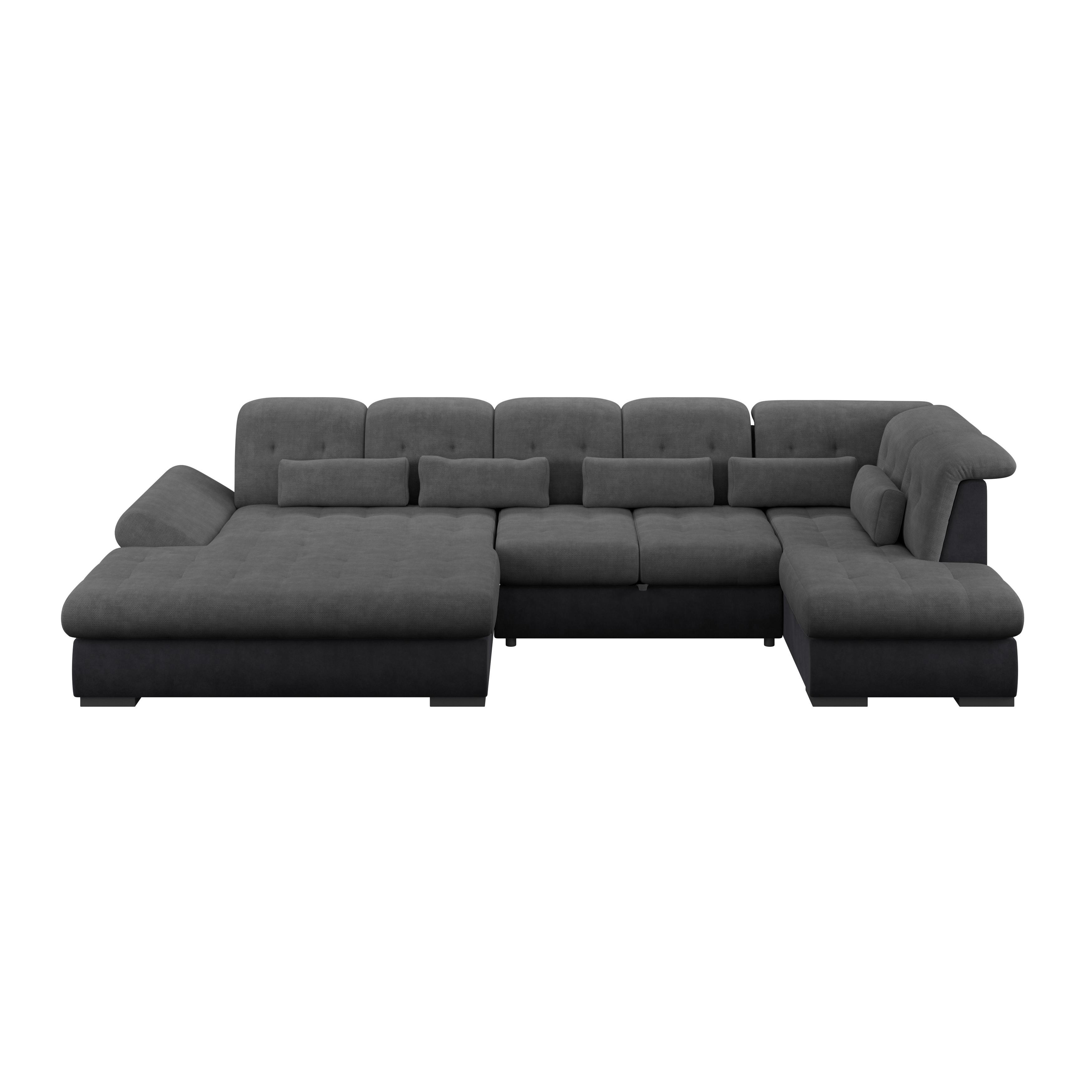 Wohnlandschaft Madera Anthrazit B: 358 cm - Anthrazit/Schwarz, KONVENTIONELL, Kunststoff/Textil (190/358/212cm)
