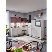 Eckküche Pn100/Pn105 - Hellrot/Hellgrau, Basics, Holzwerkstoff (218/288cm) - Pino