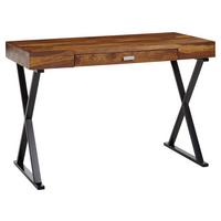 Schreibtisch Wohnling Sheesham B: 55 Cm - Sheeshamfarben/Schwarz, MODERN, Holz/Metall (120/55/78cm) - MID.YOU