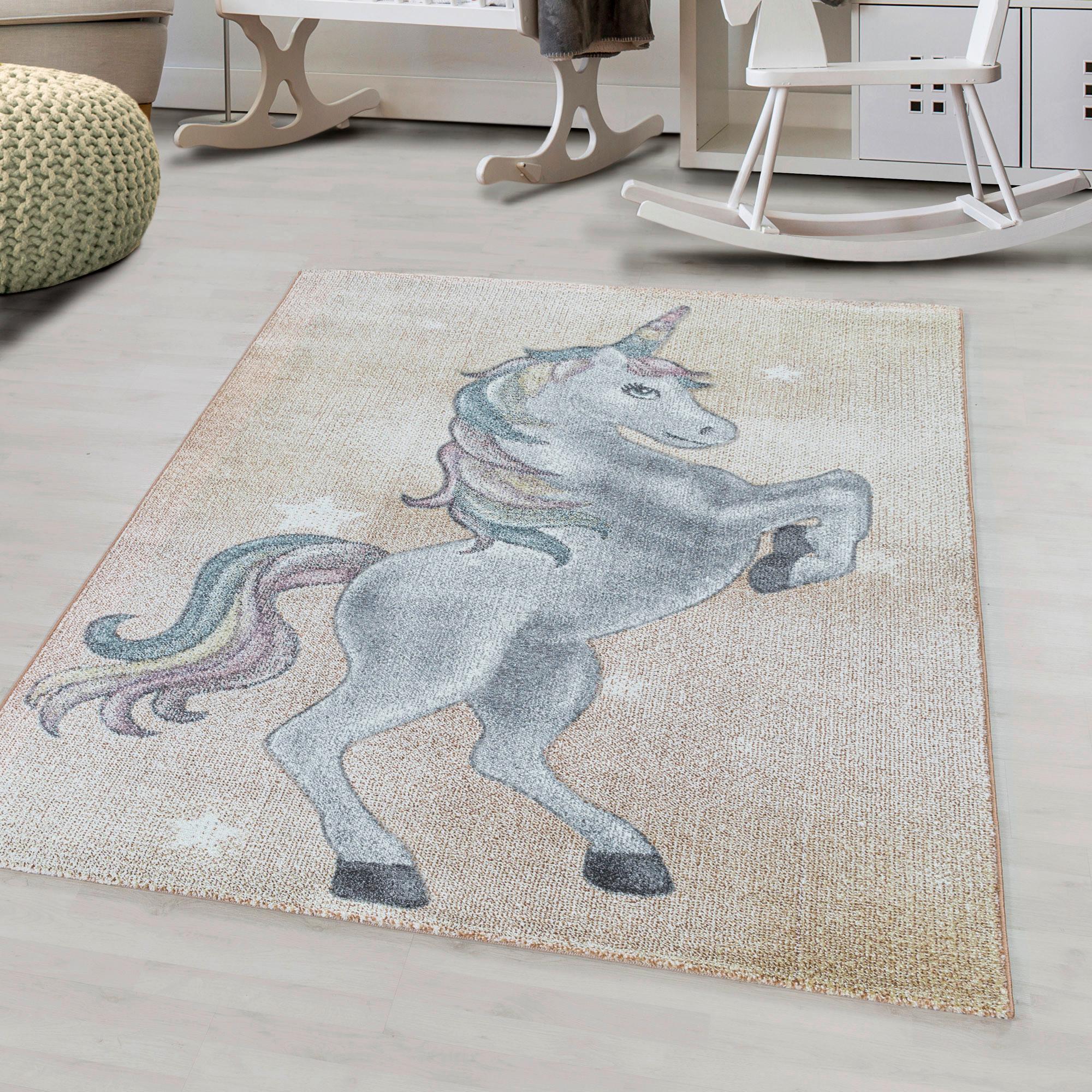 Kinderteppich Einhorn Grau/ Gelb Funny Yellow 160x230 cm - Gelb/Weiß, Trend, Textil (160/230cm)