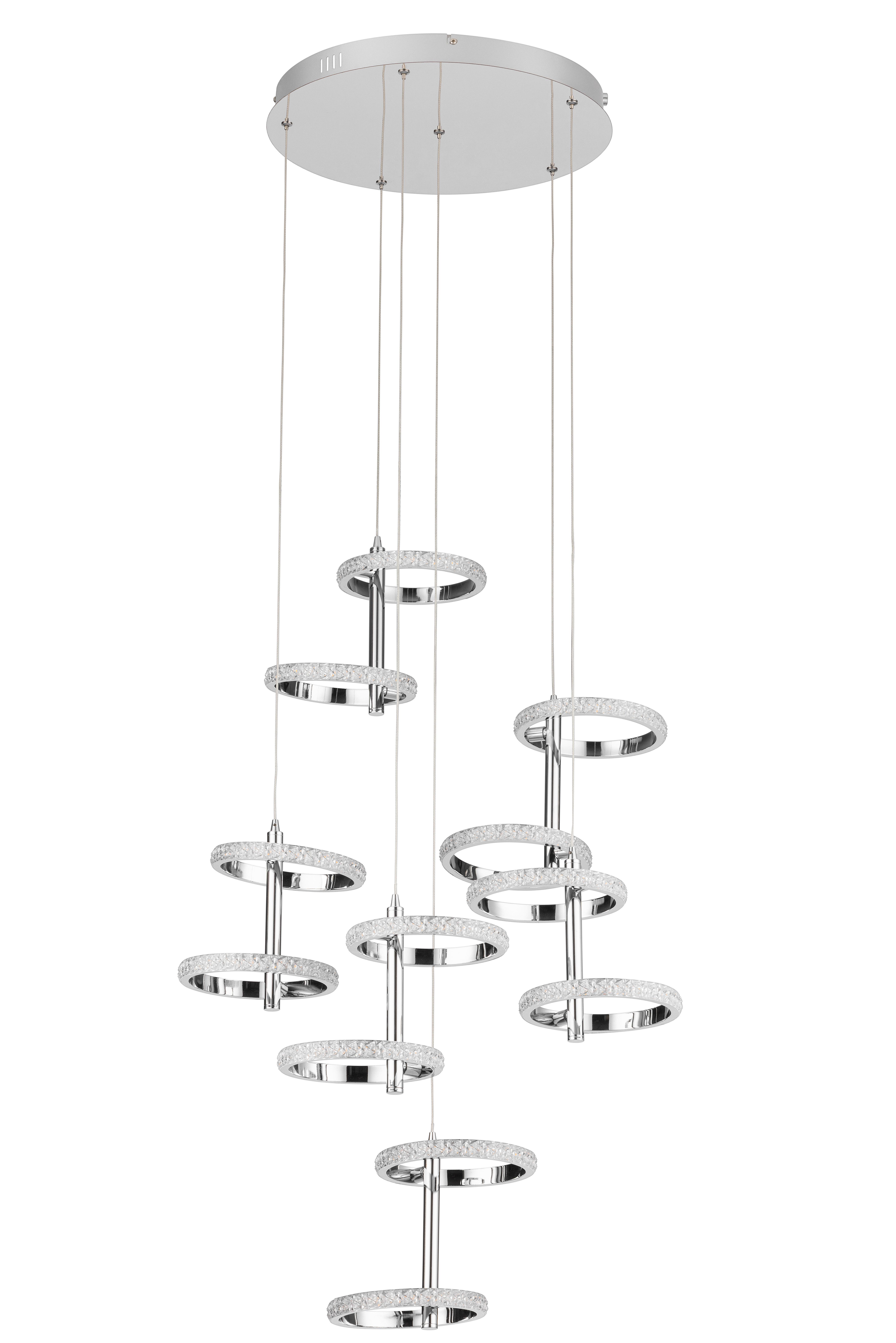 LED-Hängeleuchte Rong - Chromfarben, MODERN, Kunststoff/Metall (60/120cm)