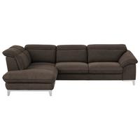 Ecksofa Mit Schlaffunktion Teresa Dunkelbraun - Chromfarben/Dunkelbraun, Design, Textil (232/293cm) - Livetastic