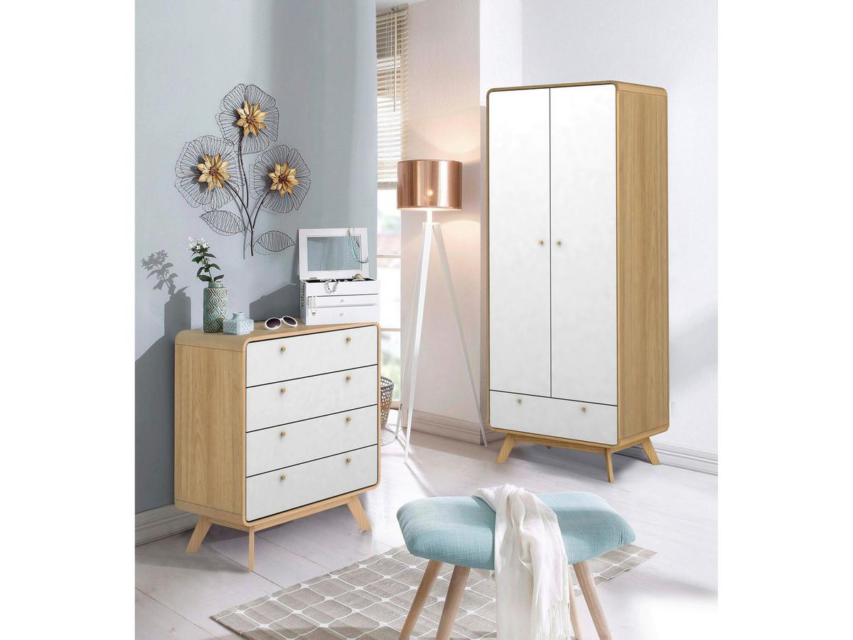 Kommode Cassie Weiß/Eichefarben 80 cm - Eichefarben/Weiß, Design, Holzwerkstoff (80/88/39cm) - MID.YOU