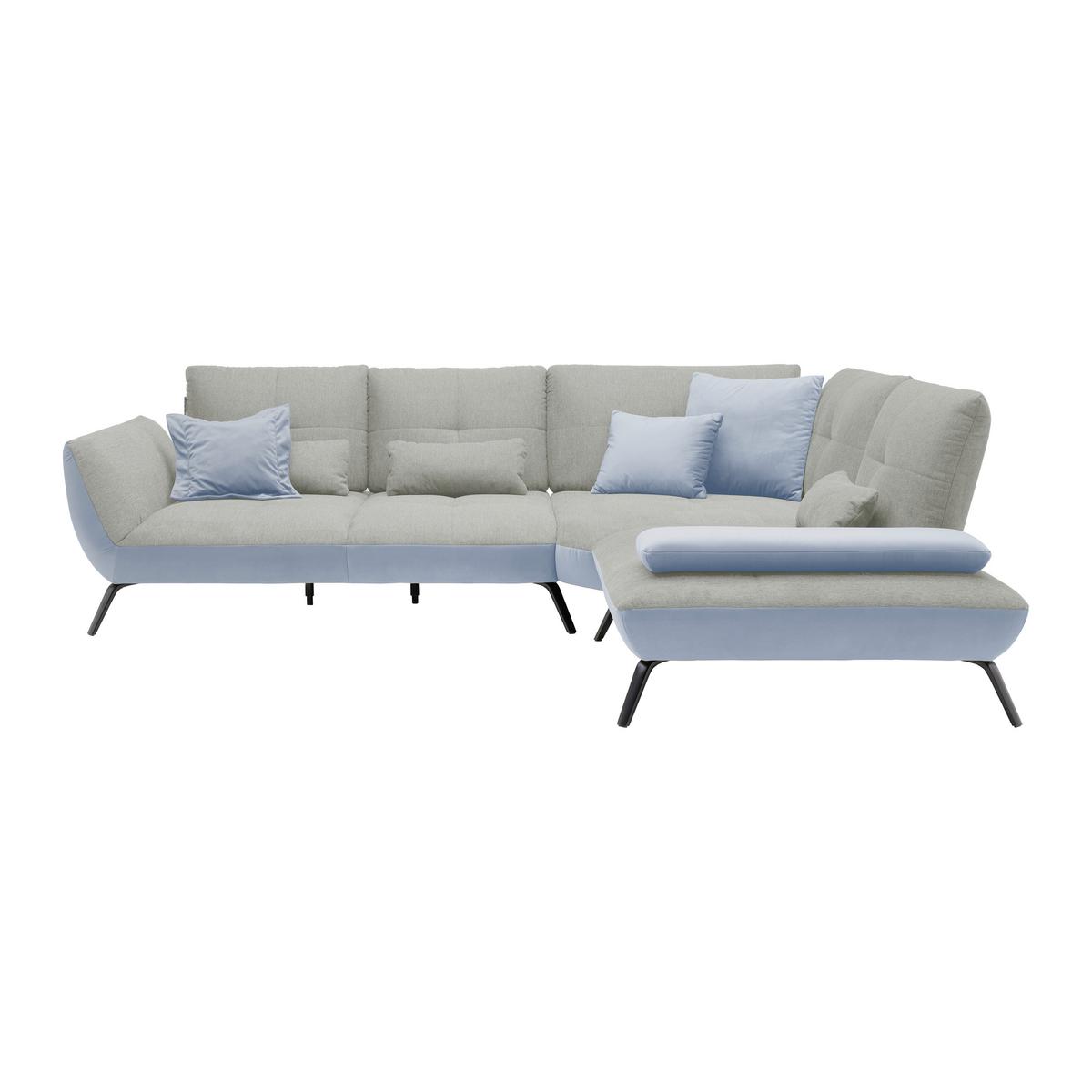 Rohová sedačka TRENDY, pravá, světle šedá / stříbrná - barvy stříbra/černá, Moderní, kov/kompozitní dřevo (310/93/250cm) - Premium Living