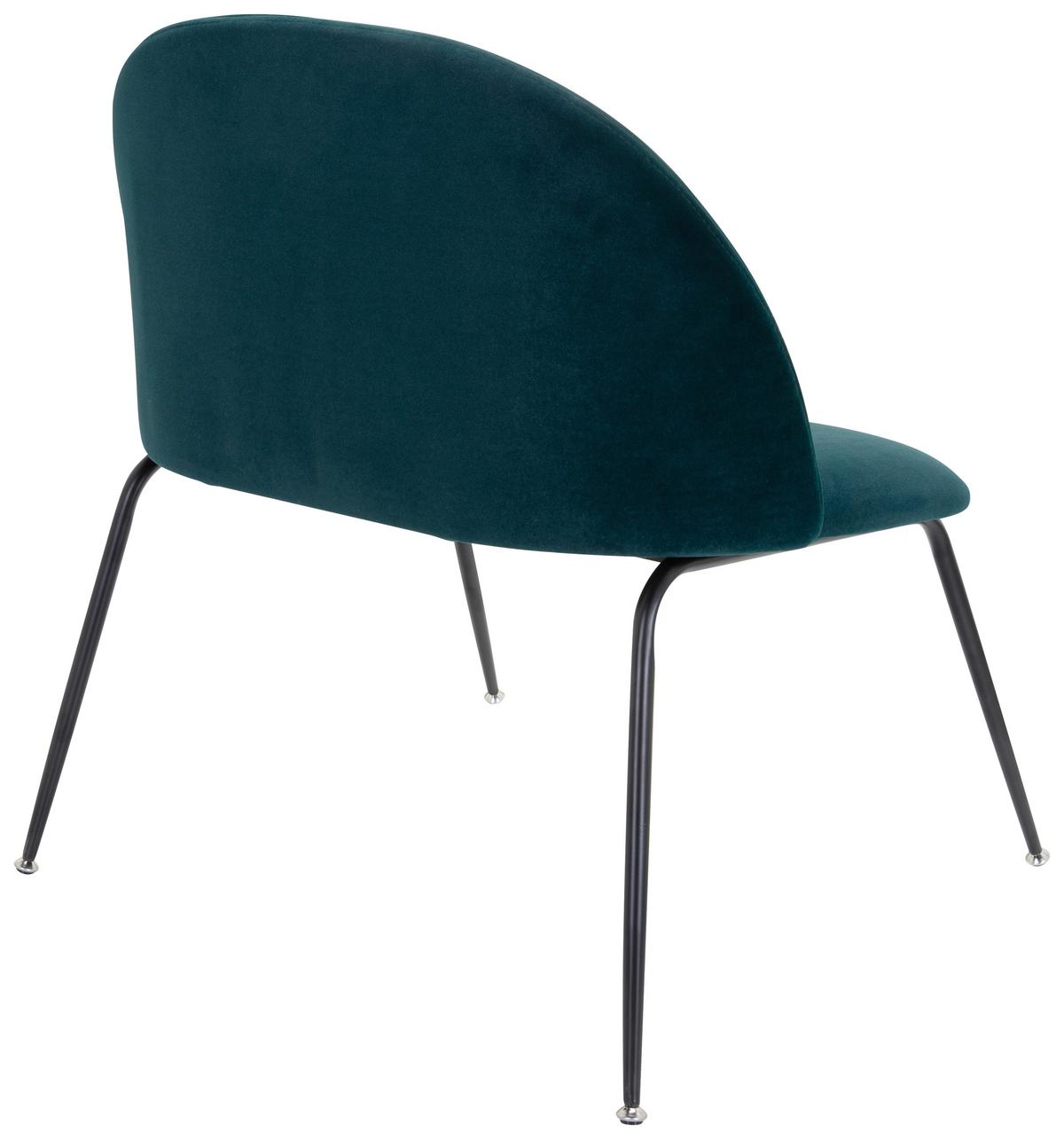 Besucherstuhl Velvo Samt Petrol Bis 120 Kg - Petrol/Schwarz, Basics, Textil/Metall (72/80/65cm) - MID.YOU
