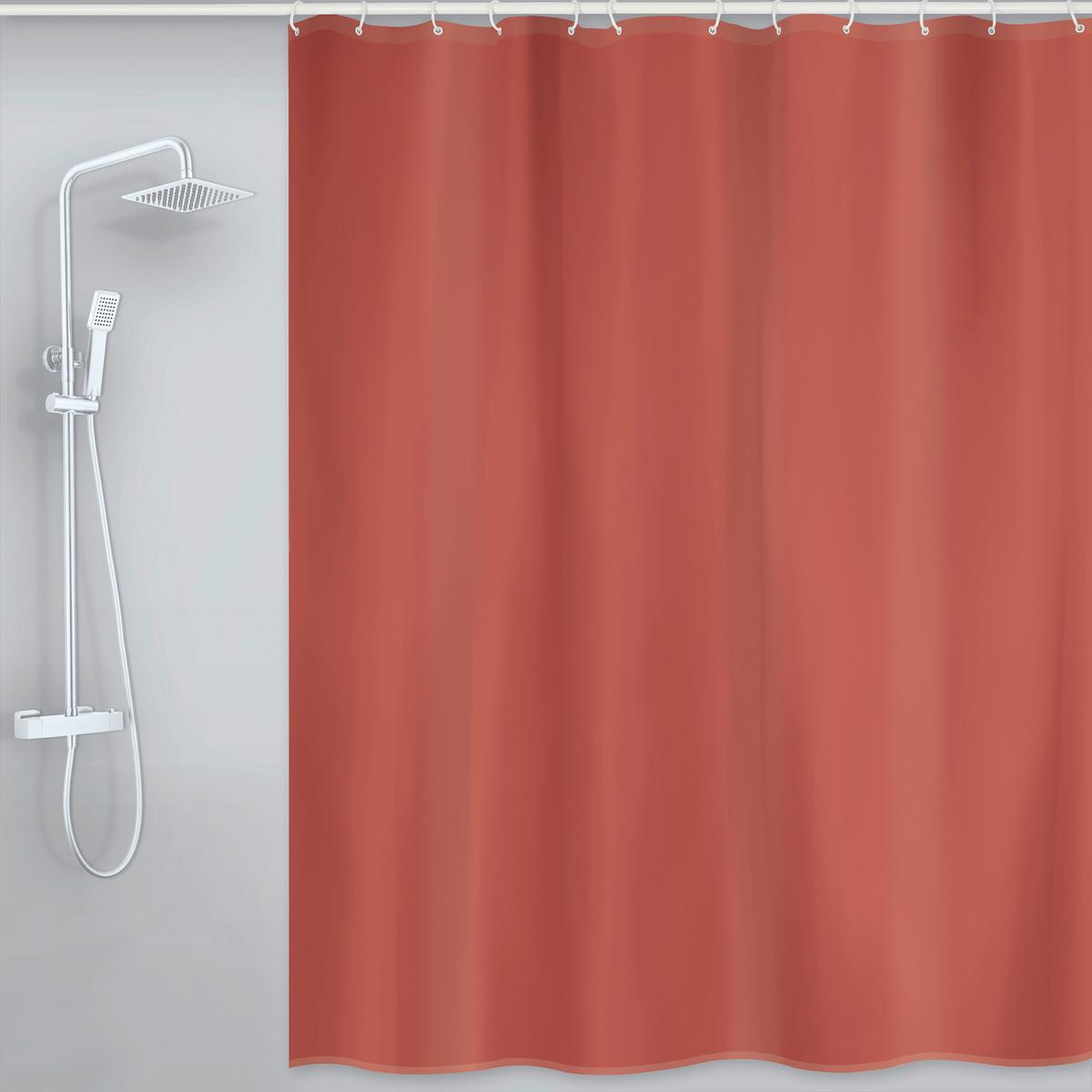Duschvorhang in Terracotta Wasserabwiesend, ca. 120x200cm - Terracotta, Basics, Textil (120/200cm) - MSV