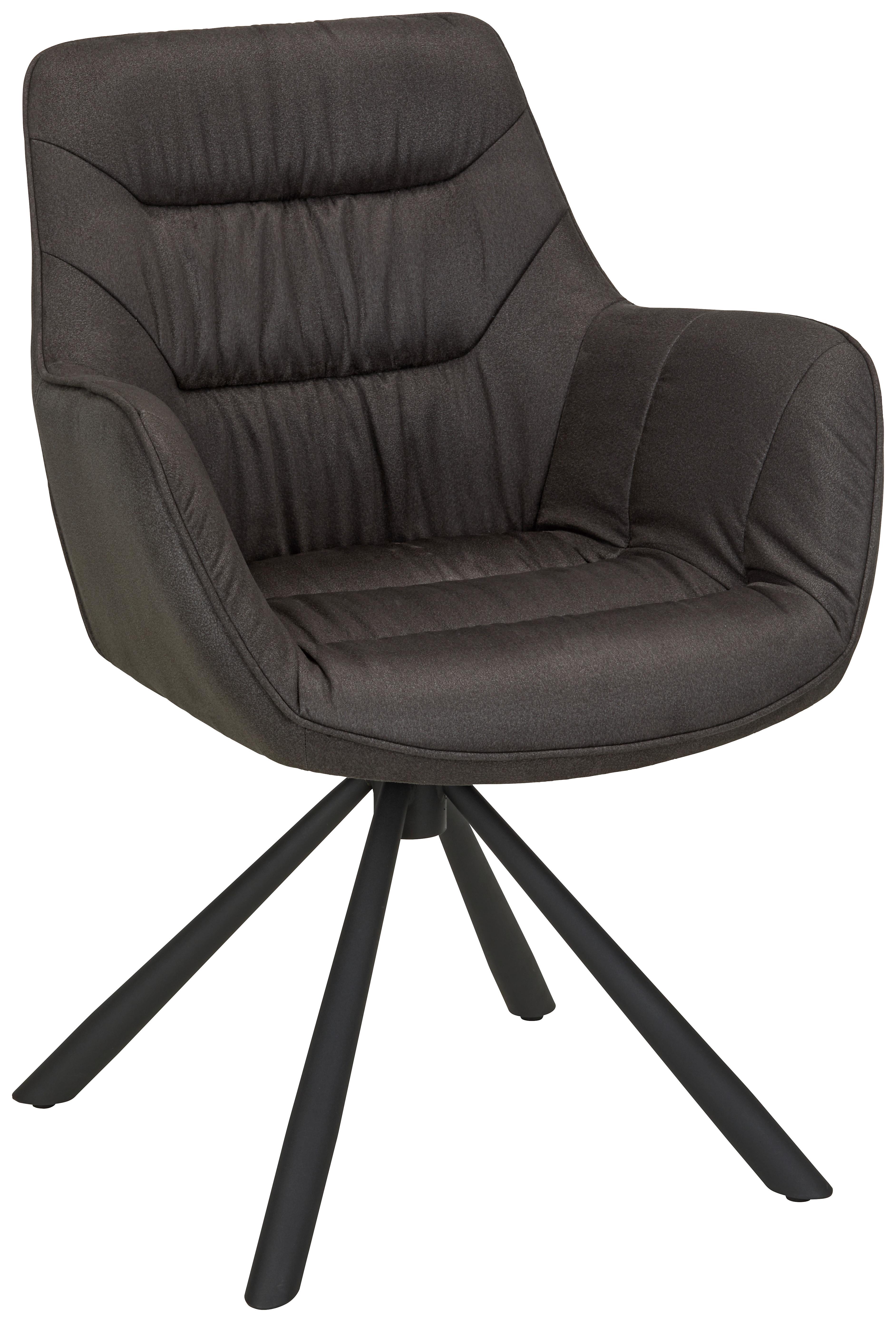 Židle s područkami Rebell, šedá - šedá/černá, Moderní, kov/textil (62/83,5/63cm) - Mömax