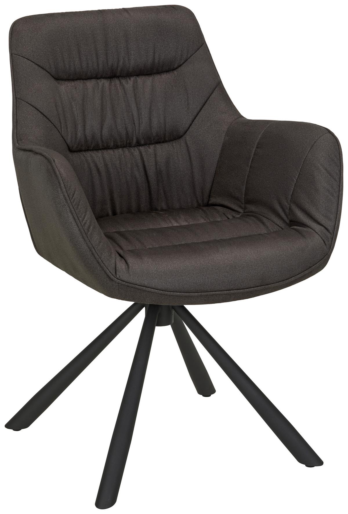 Židle s područkami Rebell, šedá - šedá/černá, Moderní, kov/textil (62/83,5/63cm) - Mömax