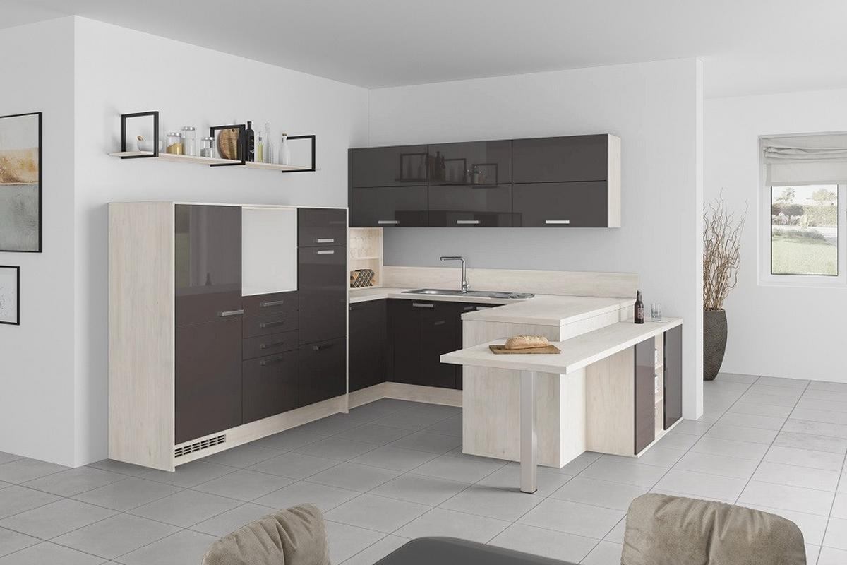 U-küche Lp4050 Grafit 298x294x255 Cm Mit Griffen - MODERN, Holzwerkstoff (298/294/255cm) - Impuls