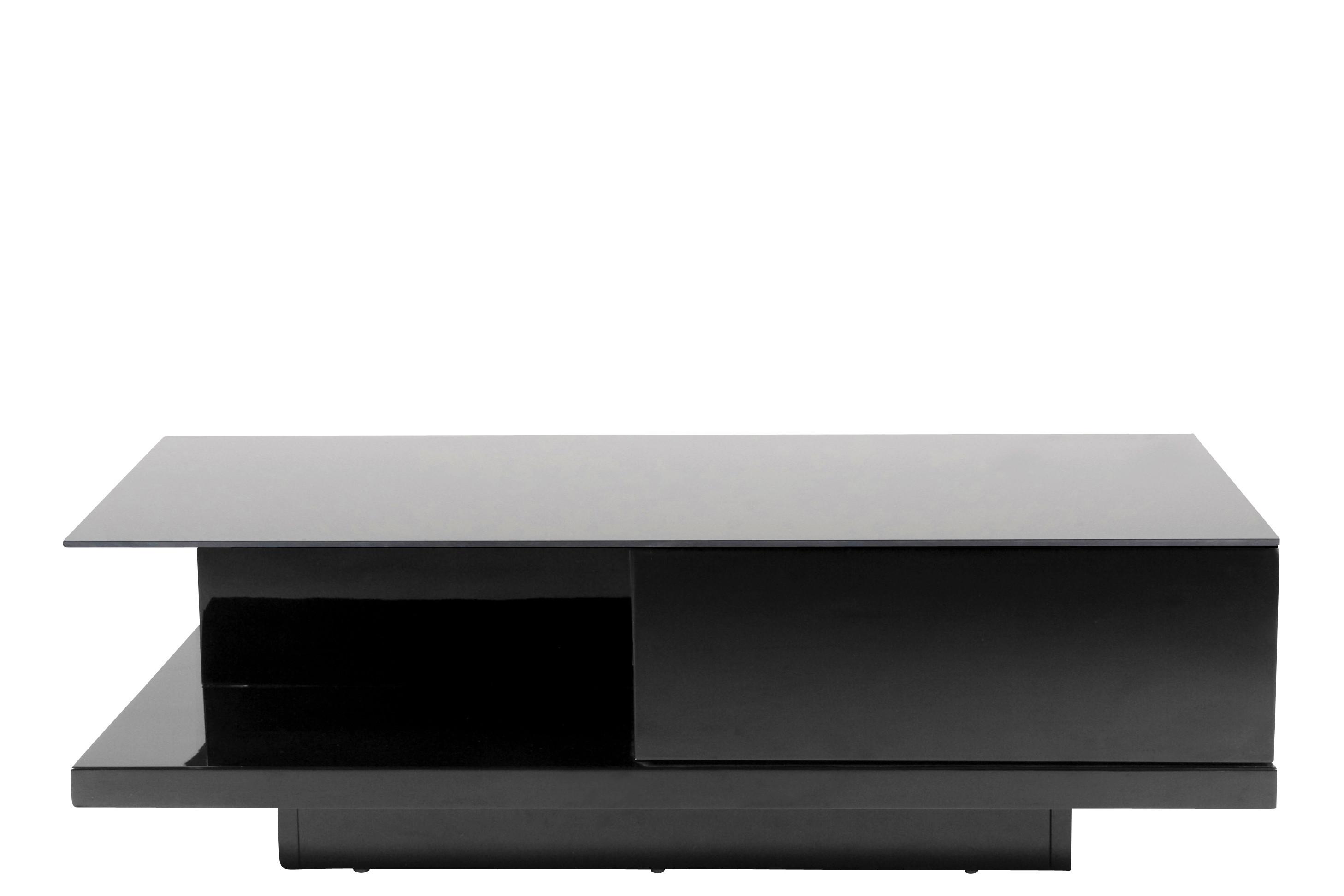 Couchtisch Schwarz Hochglanz L: 120 cm - Schwarz Hochglanz/Schwarz, Design, Glas/Holzwerkstoff (120/60/36cm) - Livetastic