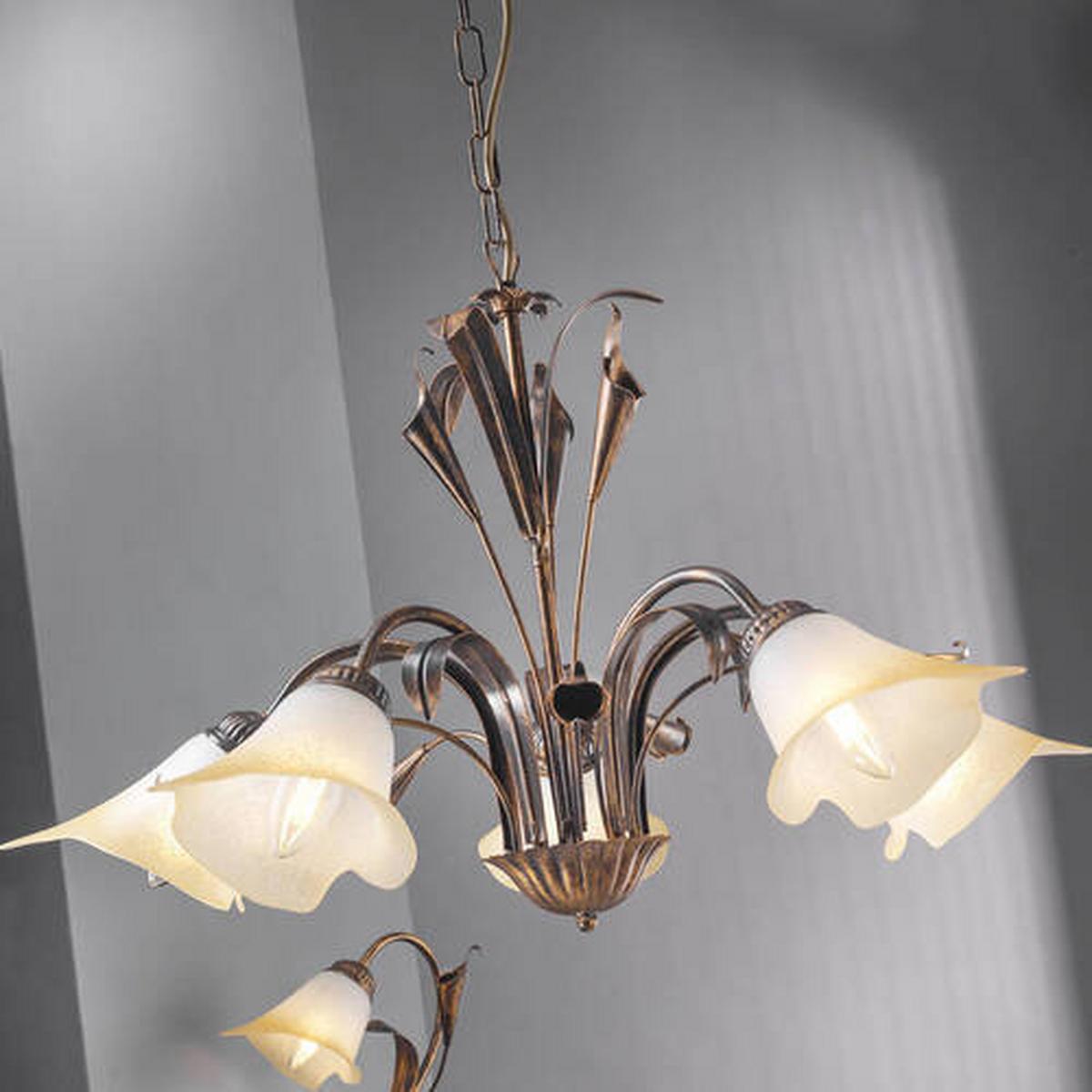 Kronleuchter 4722/5b - Bronzefarben, Natur, Glas/Metall (70/100cm)