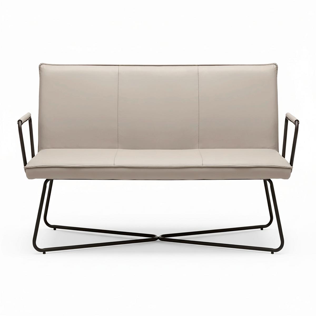 Lavice z koženky Bosco - šedohnědá - černá/šedohnědá, Moderní, kov/dřevo (140/90/62cm) - Bessagi Home