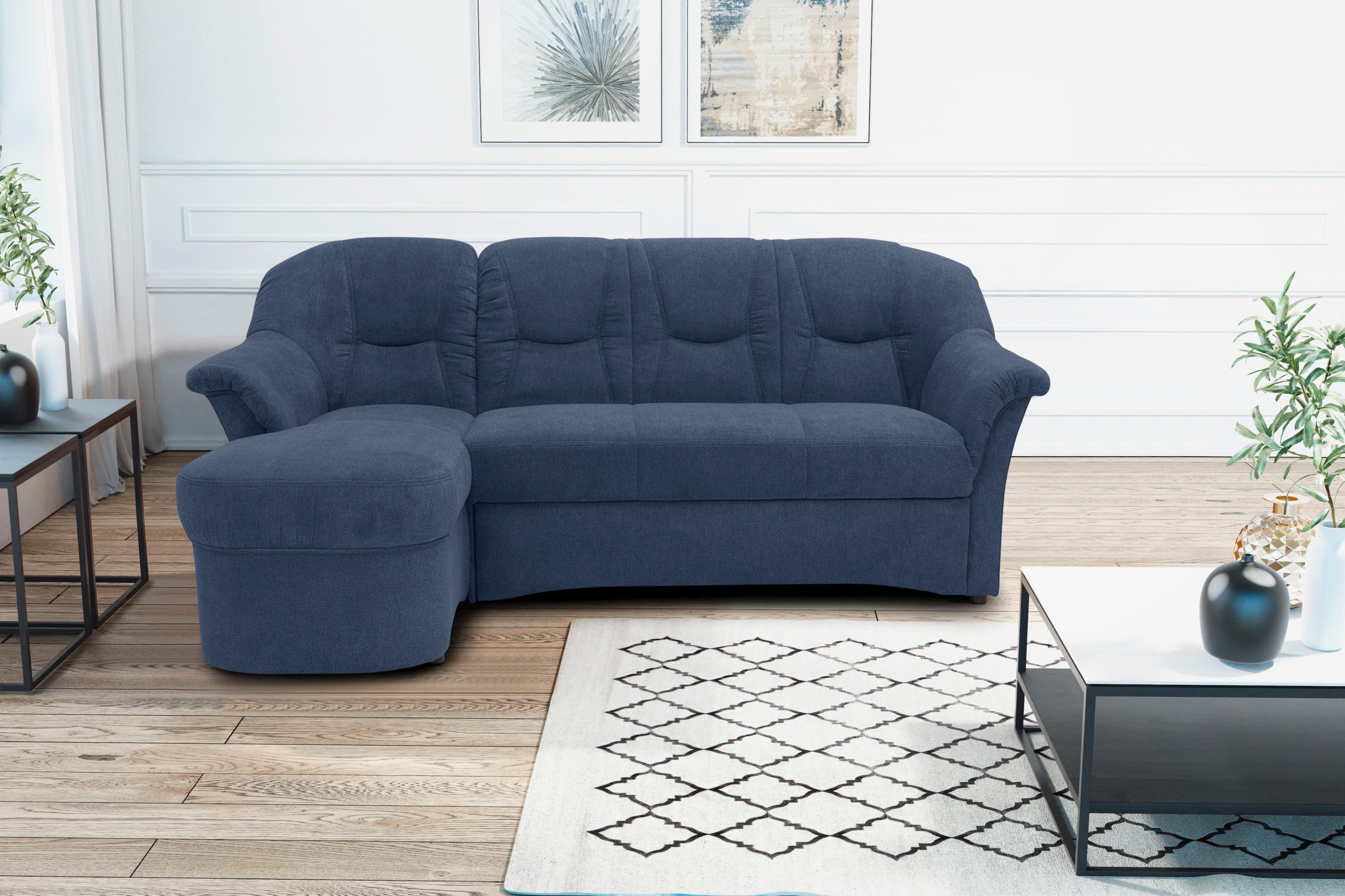 Ecksofa Sarafina - Schwarz/Dunkelblau, KONVENTIONELL, Textil (146/232cm) - MID.YOU