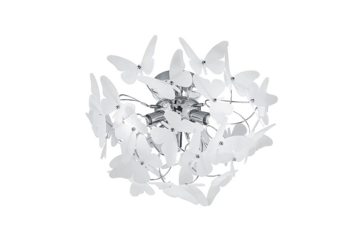 Deckenleuchte Butterfly Ø 45 cm mit Verschiedenen Farben - Chromfarben/Lila, Design, Kunststoff/Metall (45/28,5cm)