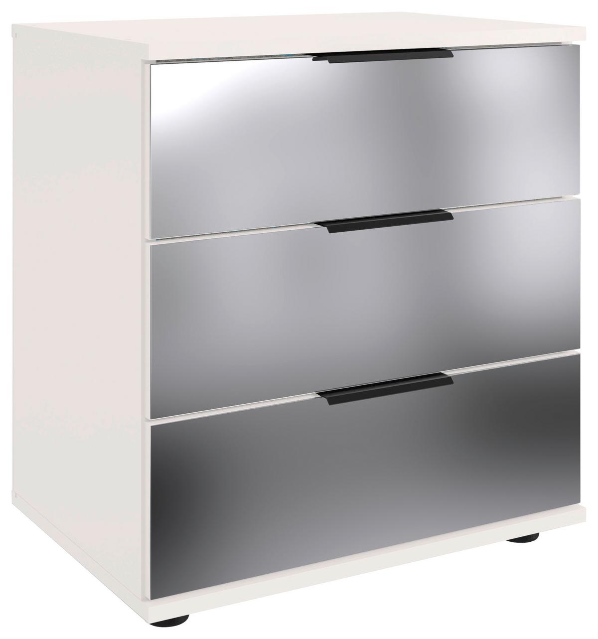 Nachkästchen Weiß H: 58 cm Saigon - Schwarz/Weiß, MODERN, Glas/Holzwerkstoff (52/58/38cm) - MID.YOU