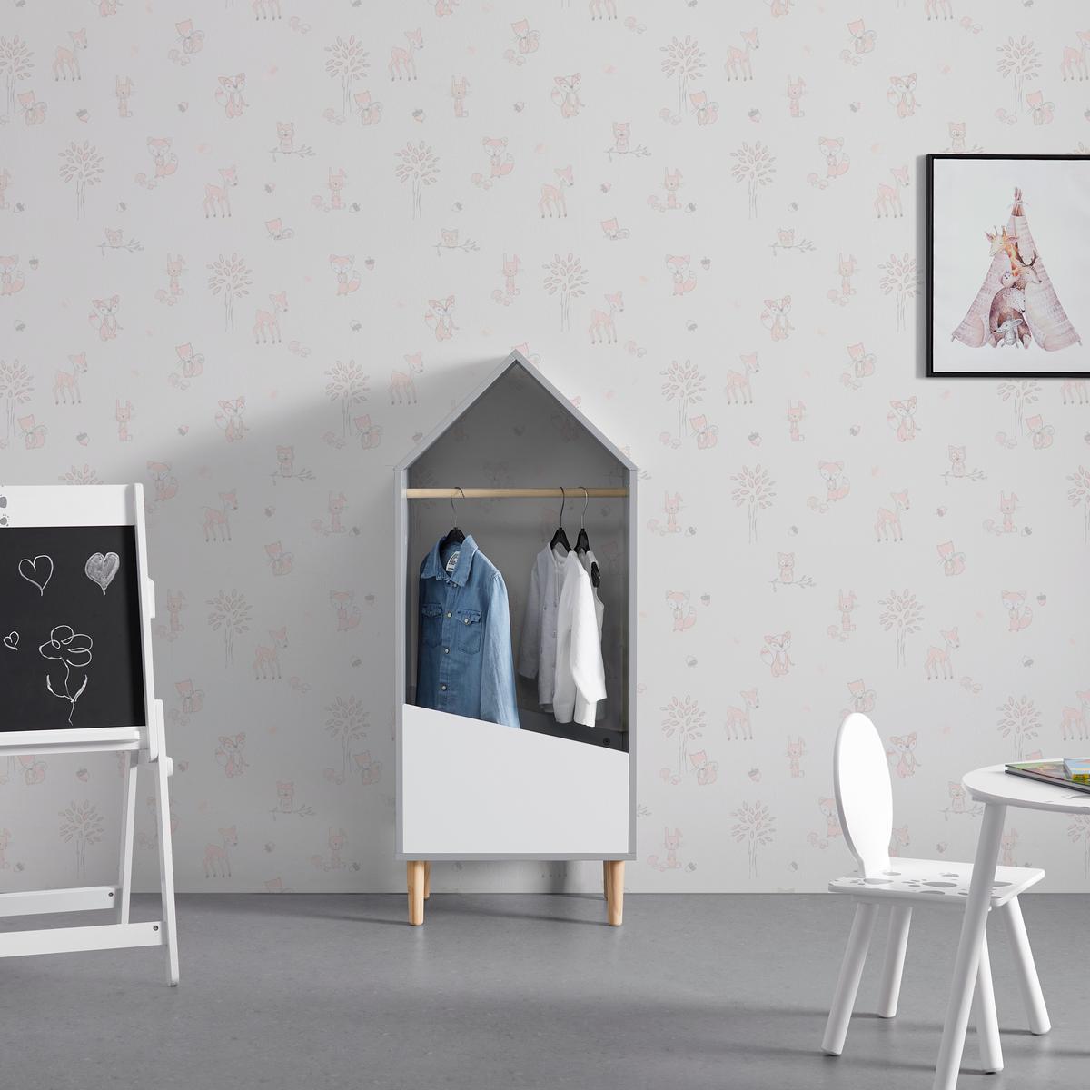 Dětská skříň ve tvaru domečku Adelia - šedá/bílá, Moderní (48/116/30cm) - Bessagi Kids