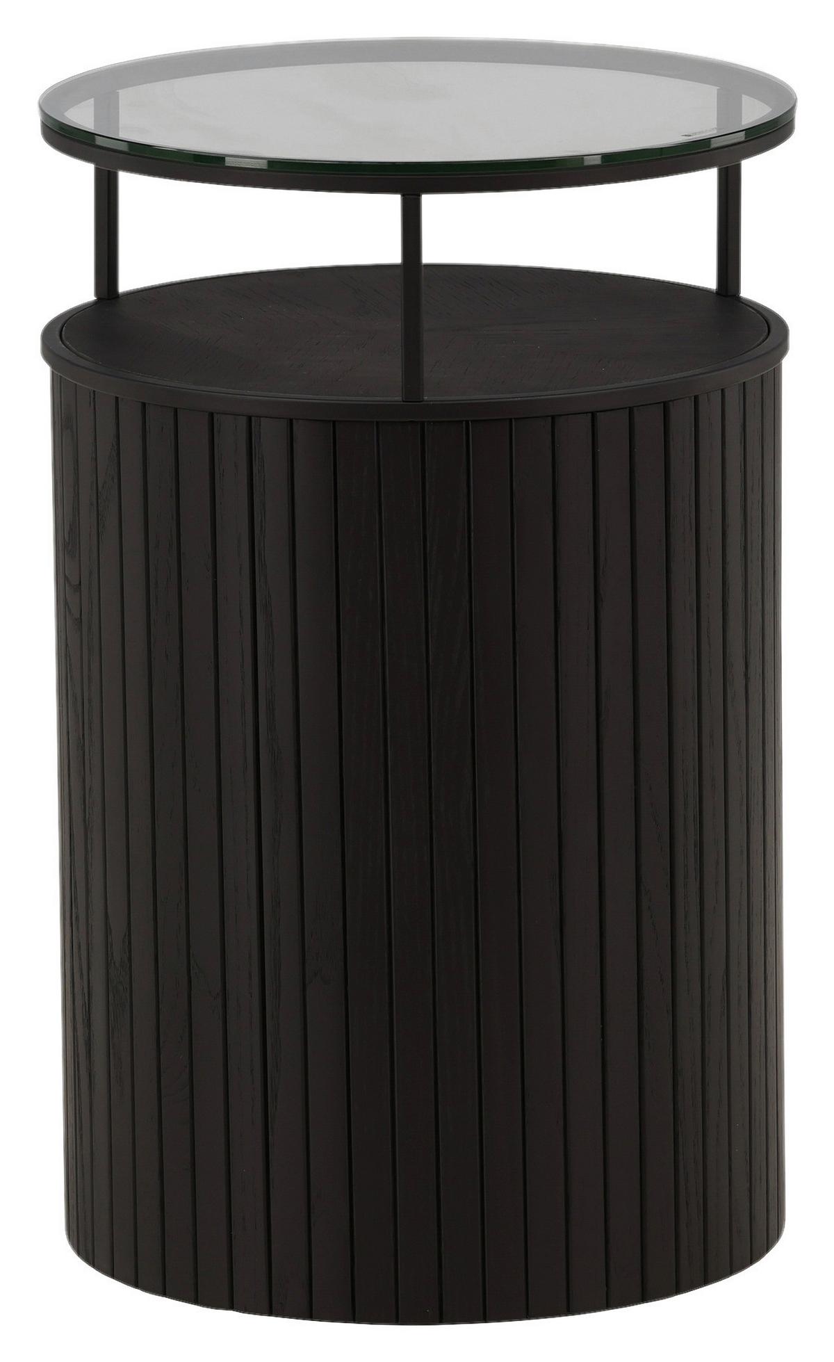 Beistelltisch Bovall - Schwarz, Design, Glas/Holz (37/37/58cm) - Livetastic