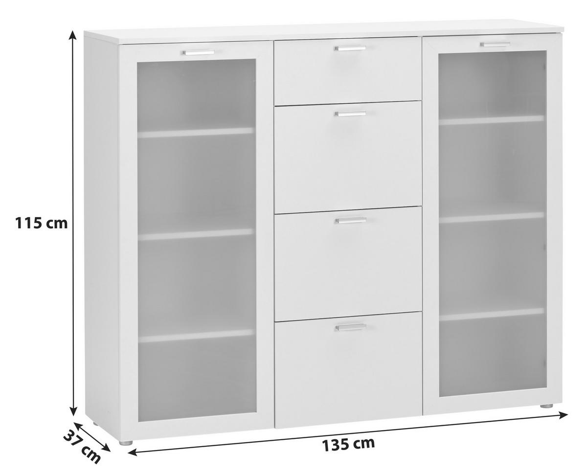 Kommode 135cm Xeno, Weiß Xeno "x2m A9 914" - MODERN (135/115/37cm)