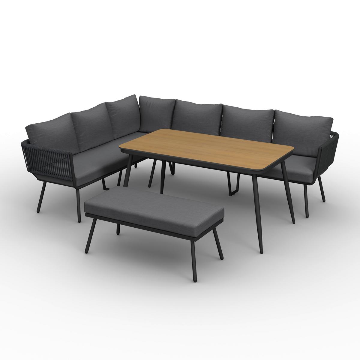 JEDÁLENSKÁ TERASOVÁ SÚPRAVA CAMEA - farba duba/tmavosivá, Modern, kov/textil - Bessagi Garden