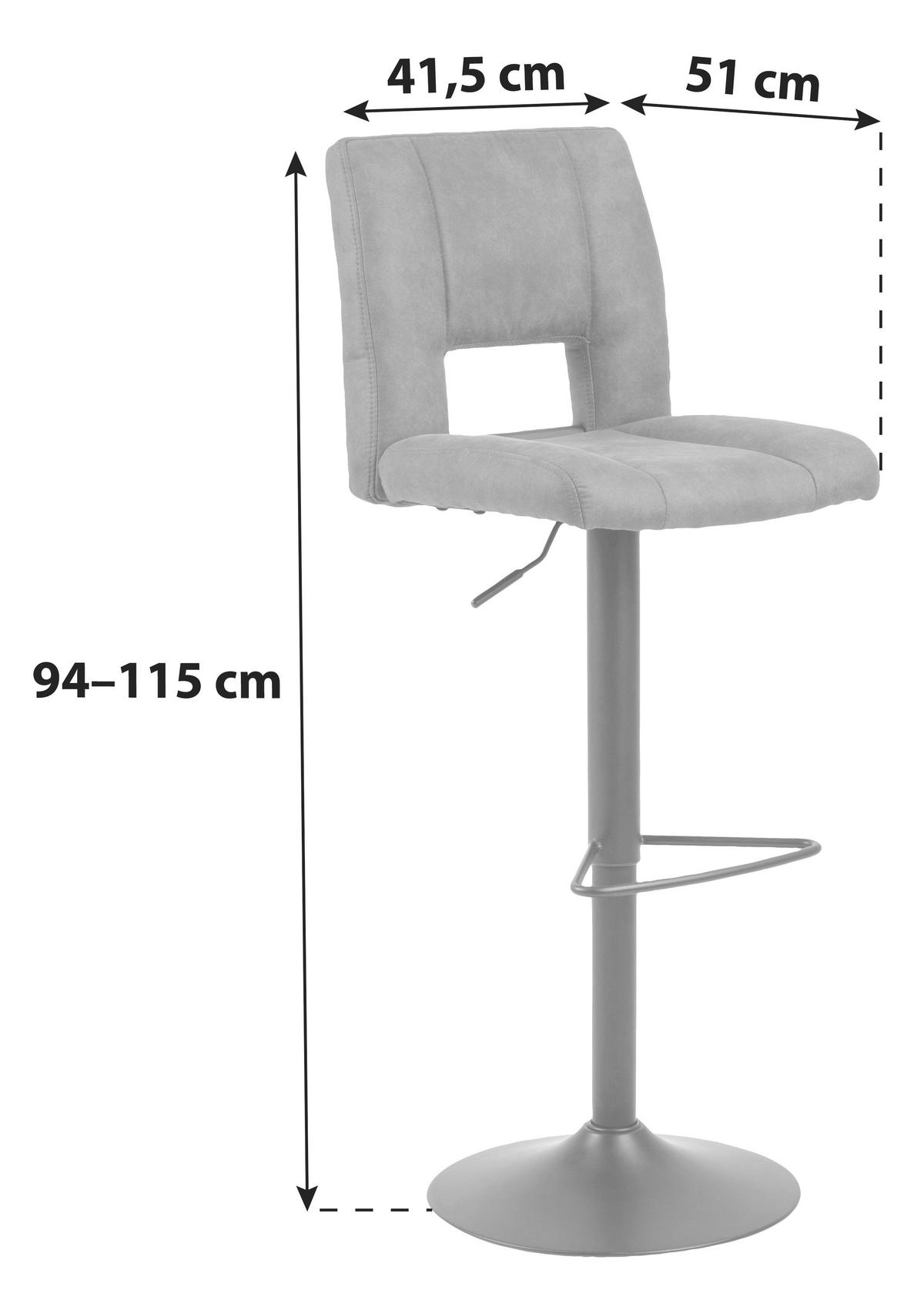 Barhocker höhenverstellbar mit Lehne Sylvia Anthrazit - Anthrazit/Schwarz, Design, Textil/Metall (41,5/94-115/52cm) - Carryhome