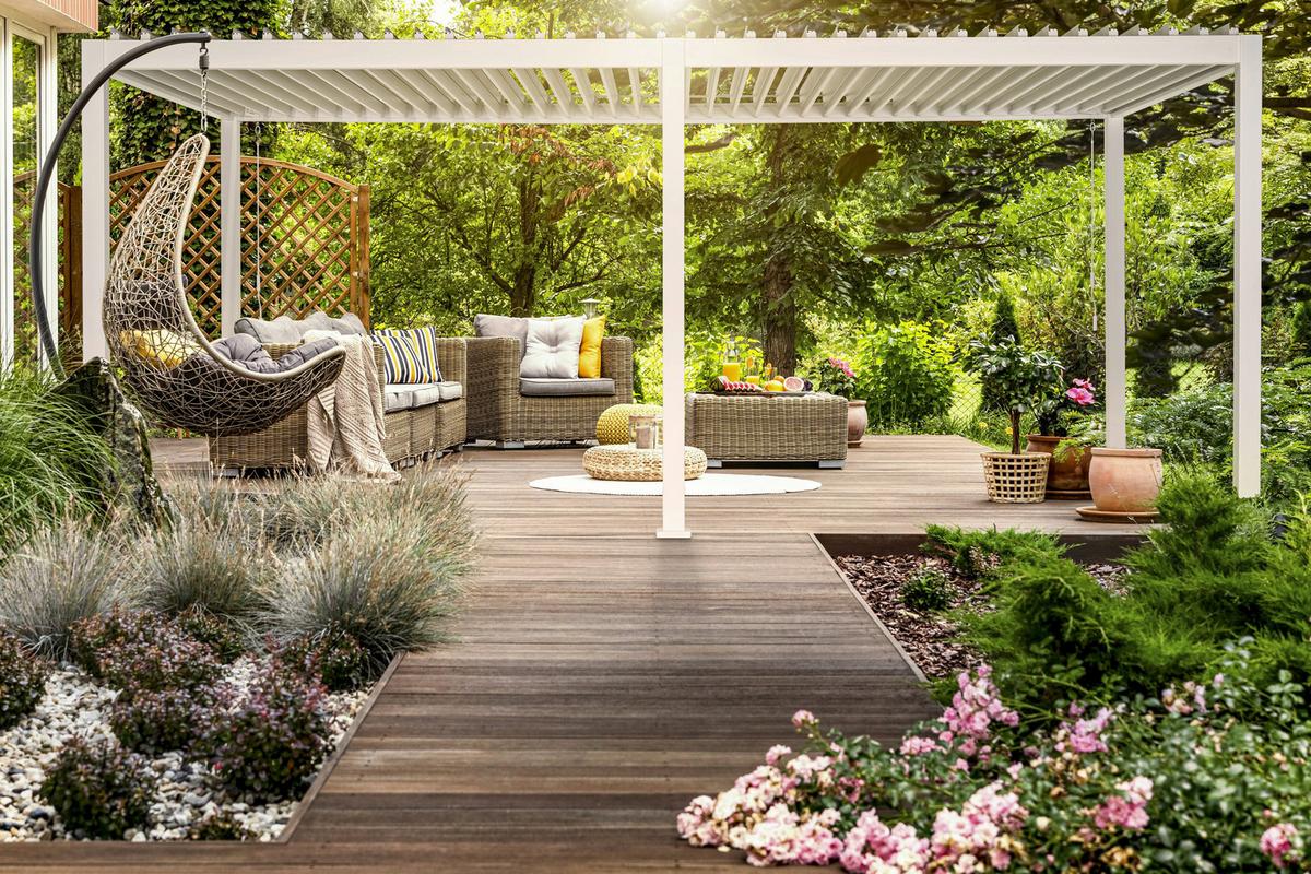 Pergola Deluxe 600x300cm Weiss - Weiß, MODERN, Metall (600/250/300cm) - Gardenson